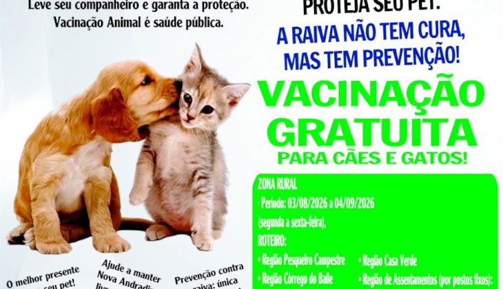 Campanha de vacinação antirrábica começa dia 3 em Nova Andradina