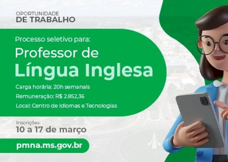 Prefeitura realiza processo seletivo para professor de língua inglesa