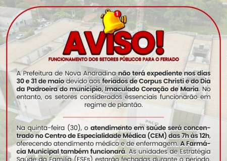 Saúde de Nova Andradina terá plantão durante feriado