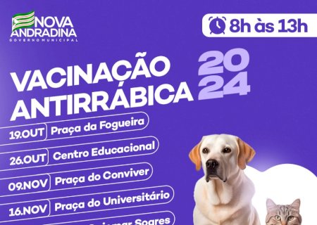 Nova Andradina prorroga campanha de vacinação antirrábica até 30 de novembro