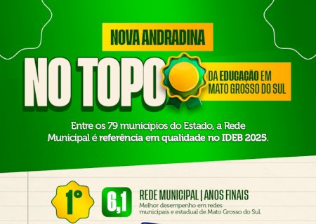 Nova Andradina lidera a educação pública em MS com resultados históricos no IDEB 2025